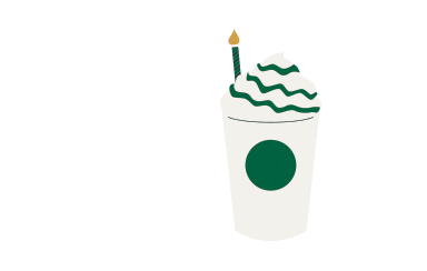 starbucks cup with whip cream and green drisle